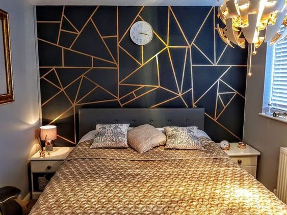 15 Black And Gold Bedroom Ideas - Geometric Gold And Black Decor