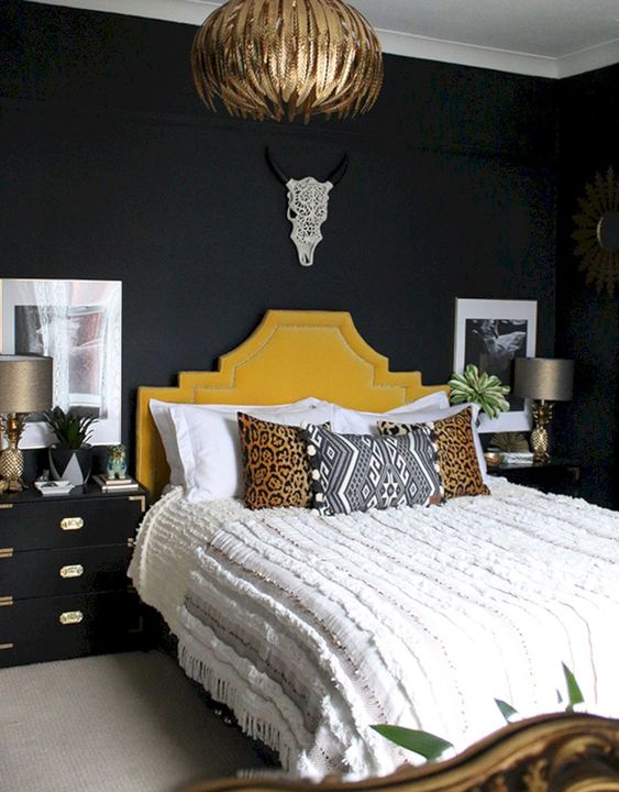 15 Black And Gold Bedroom Ideas - Black And Gold Boho Decor